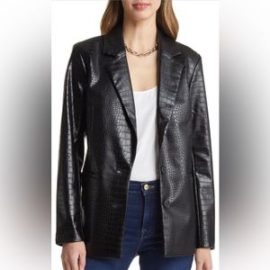 Halogen faux leather croc blazer. NWT!